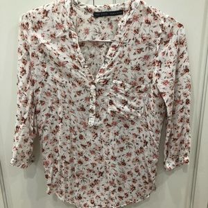 Zara XS Pink Floral Button Down Shirt